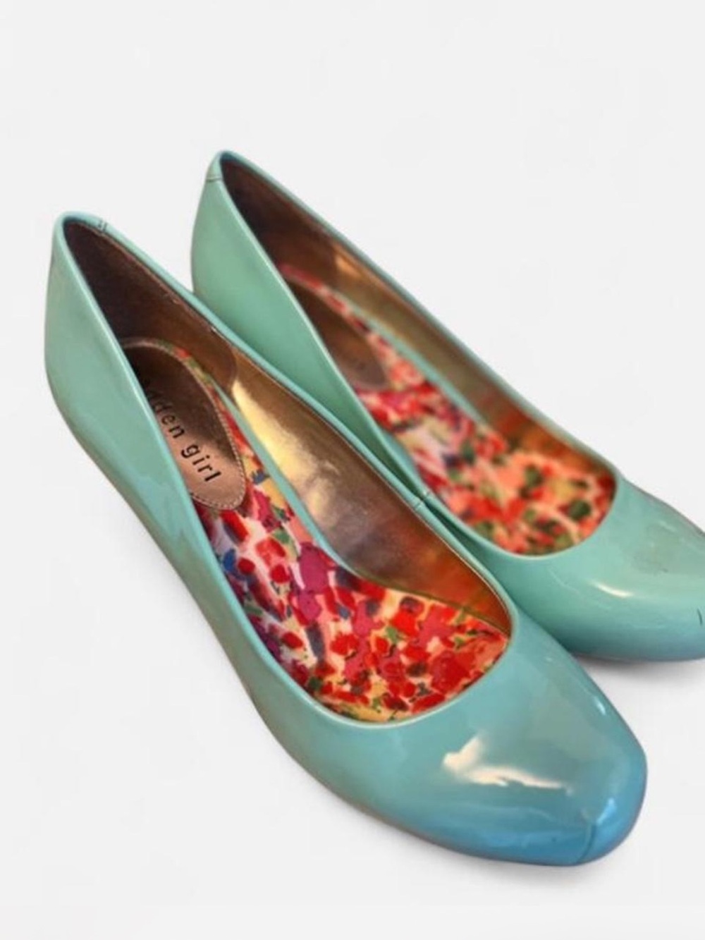 Madden Girl Teal Patent Mid Heels